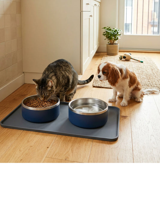 Acorng Stainless Insert Pet Bowl Set Navy 2 Pack 18 oz