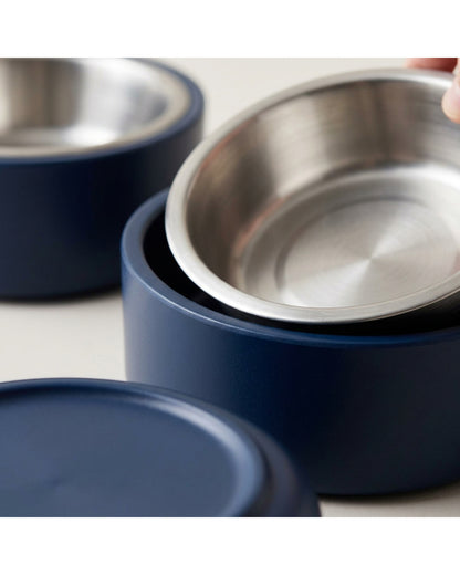 Acorng Stainless Insert Pet Bowl Set Navy 2 Pack 18 oz