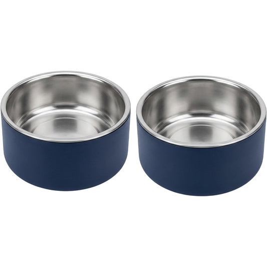 Acorng Stainless Insert Pet Bowl Set Navy 2 Pack 18 oz
